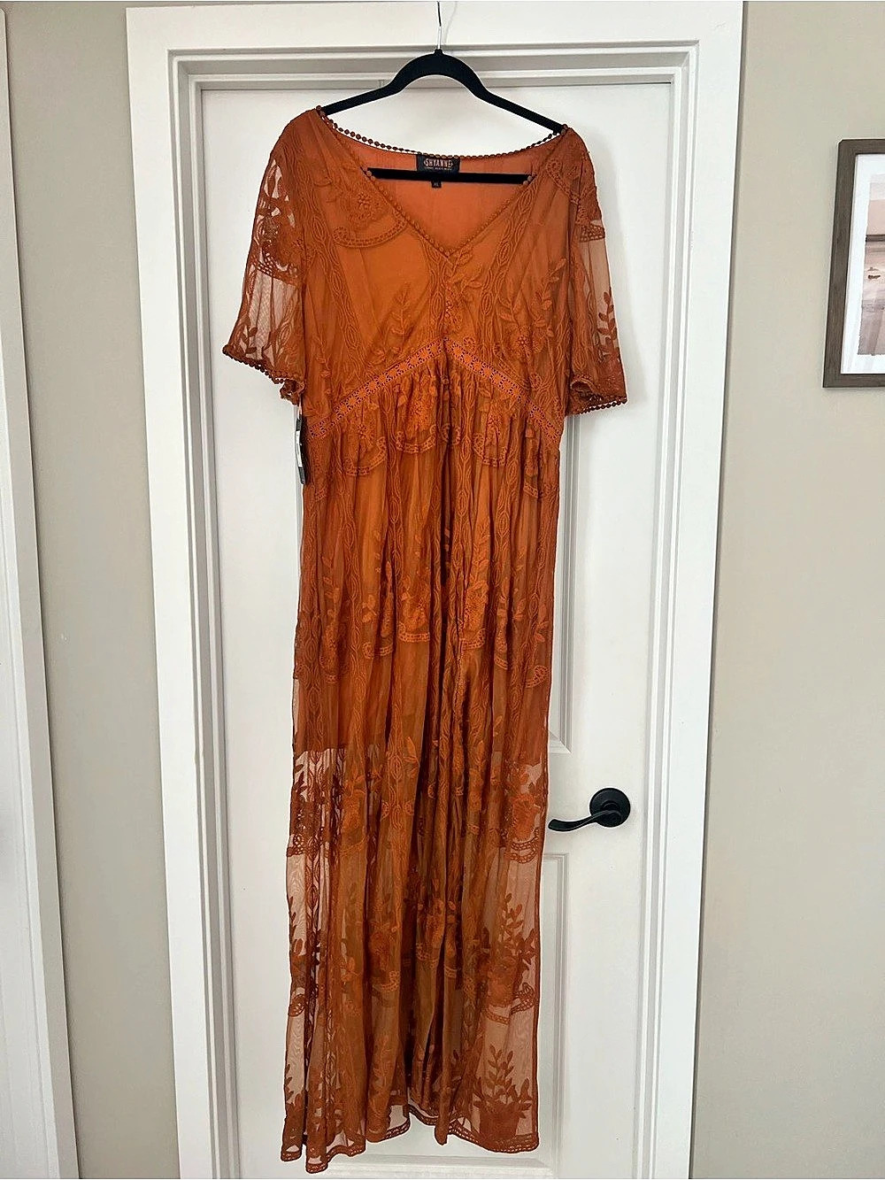Shyanne Lace Maxi Dress Floral in Brown XL NWT